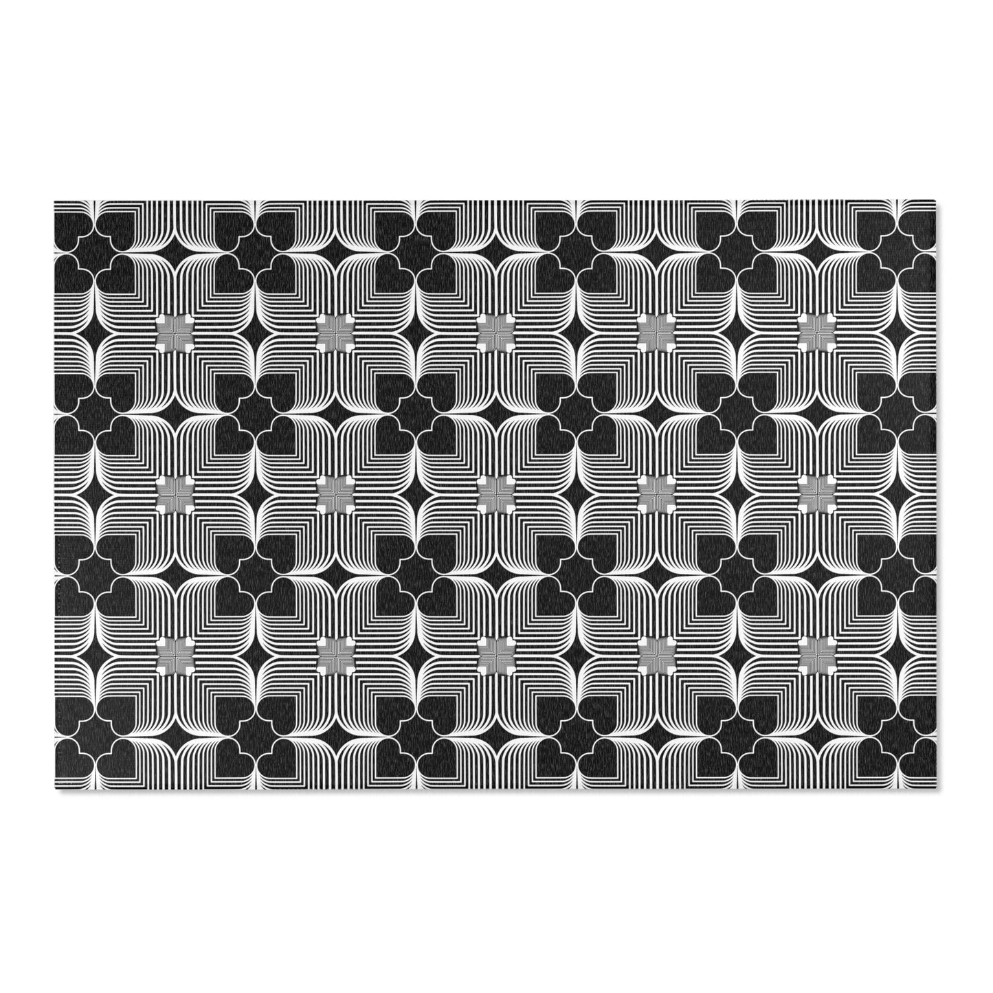 Michelin Hearts Area Rug — Black & White Tile Pattern
