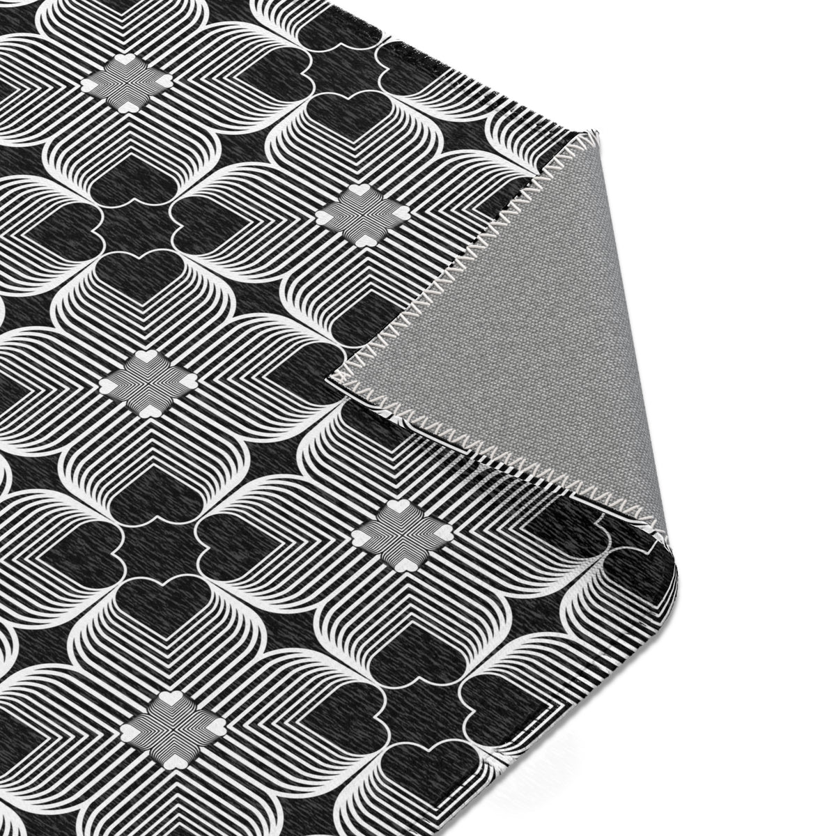 Michelin Hearts Area Rug — Black & White Tile Pattern
