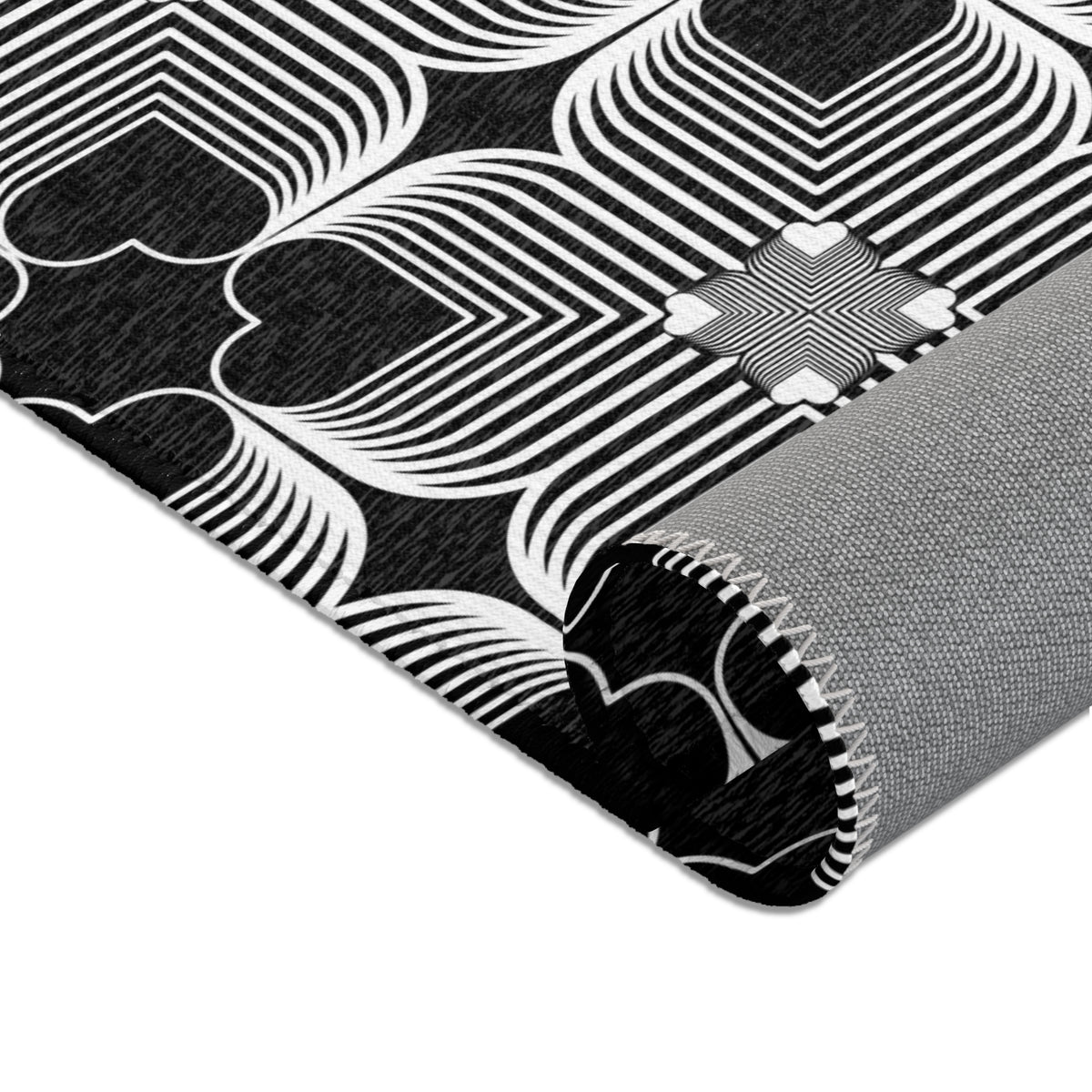 Michelin Hearts Area Rug — Black & White Tile Pattern