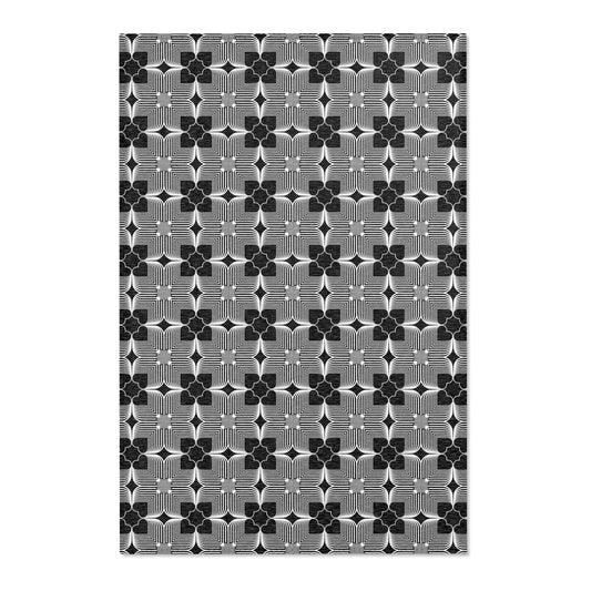 Michelin Hearts Area Rug — Black & White Tile Pattern