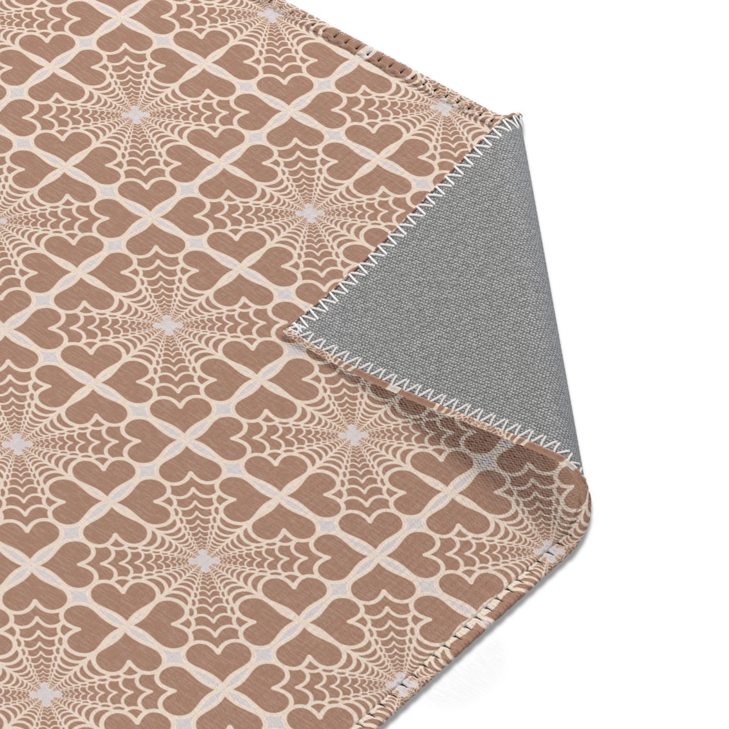 Pyramidal HeartPetals Tile Area Rug – Beige/Neutral Boho Accent Rug