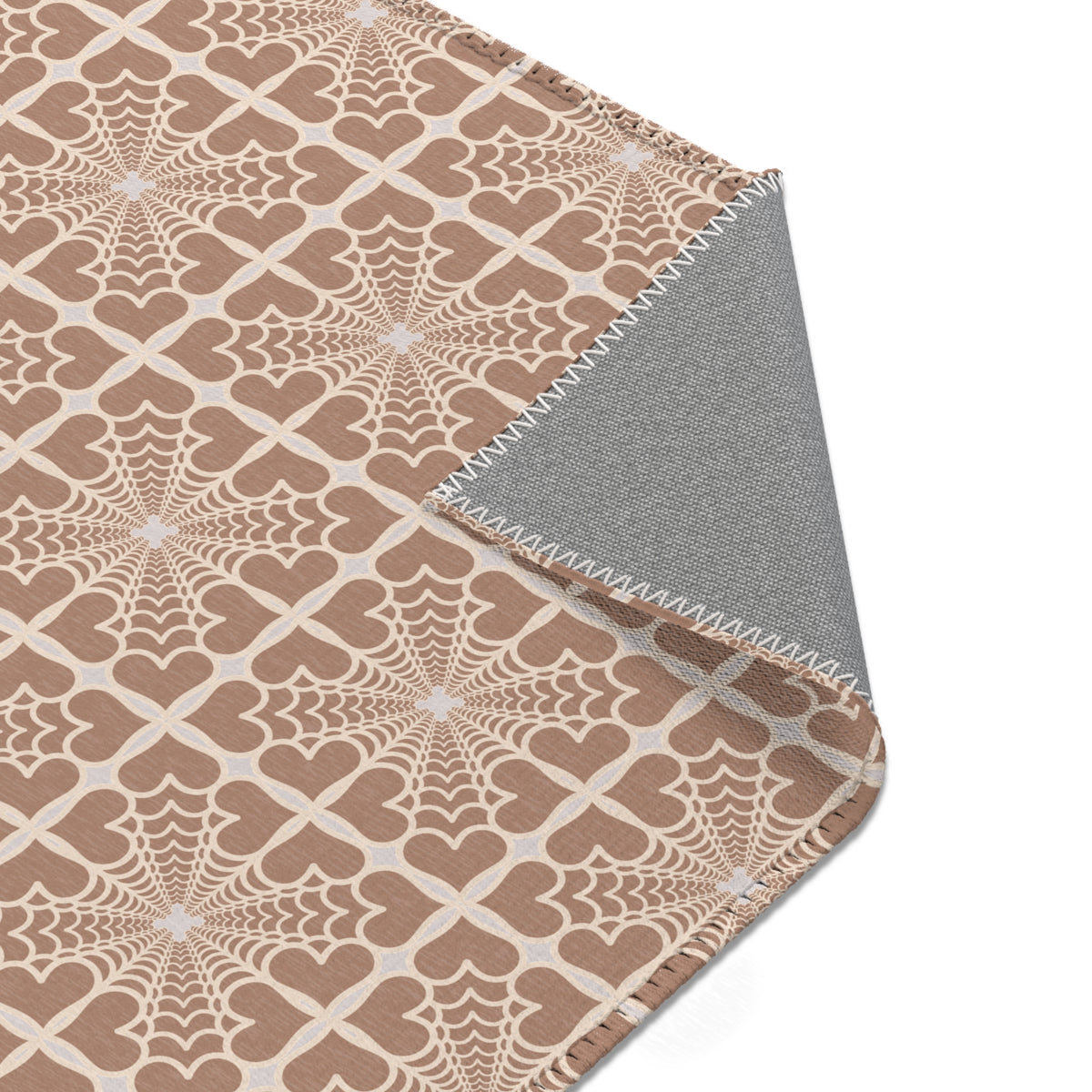 Pyramidal HeartPetals Tile Area Rug – Beige/Neutral Boho Accent Rug
