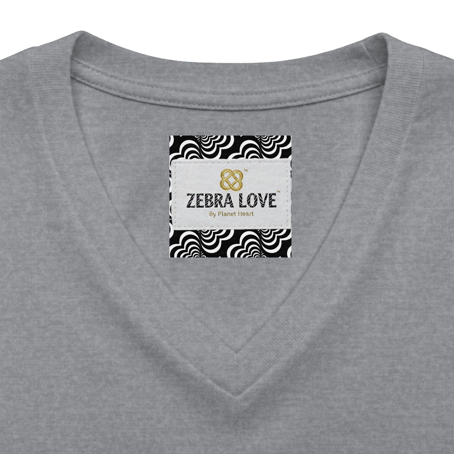 Womens V-Neck Tee — Zebra Love (TM) inside a heart!