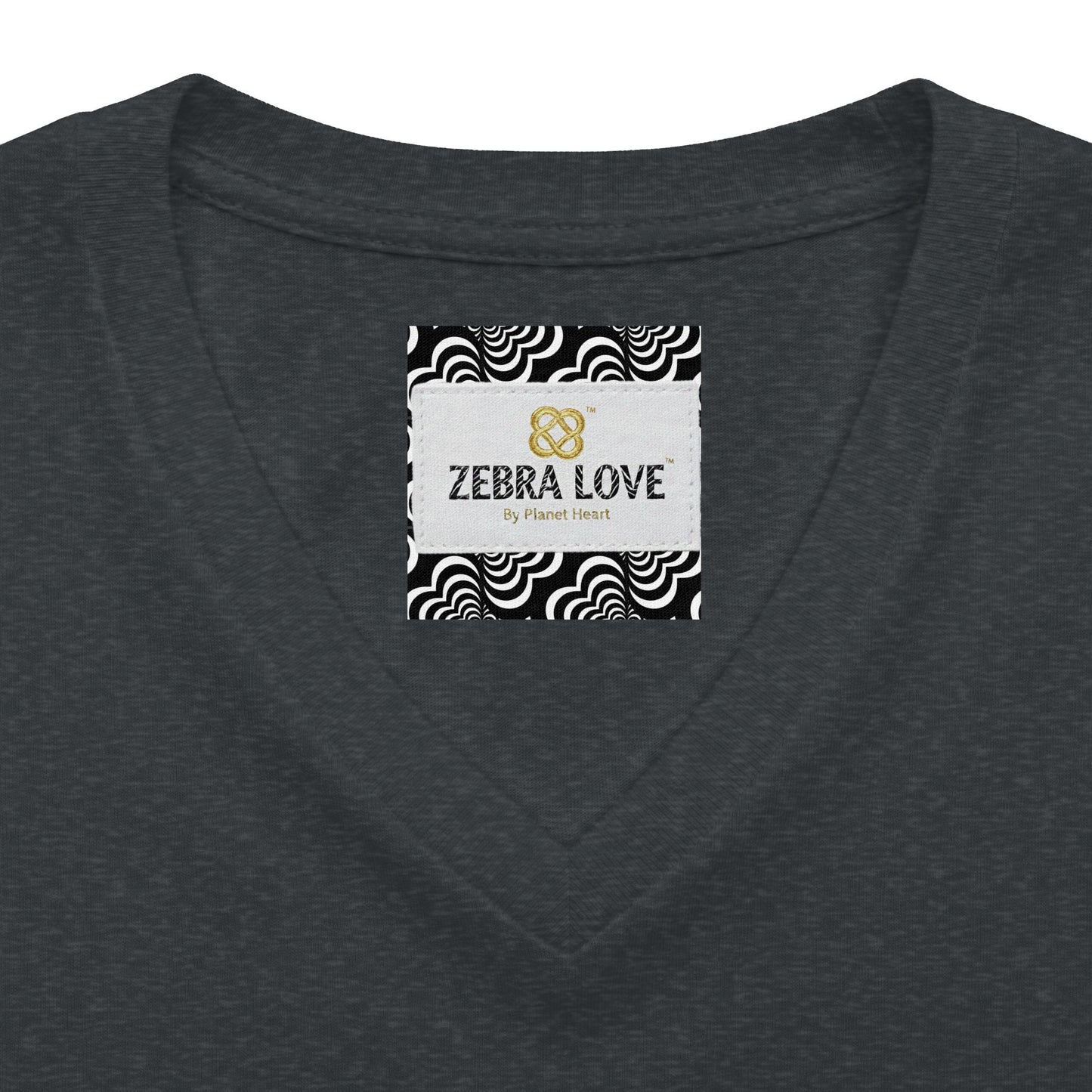 Womens V-Neck Tee — Zebra Love (TM) inside a heart!