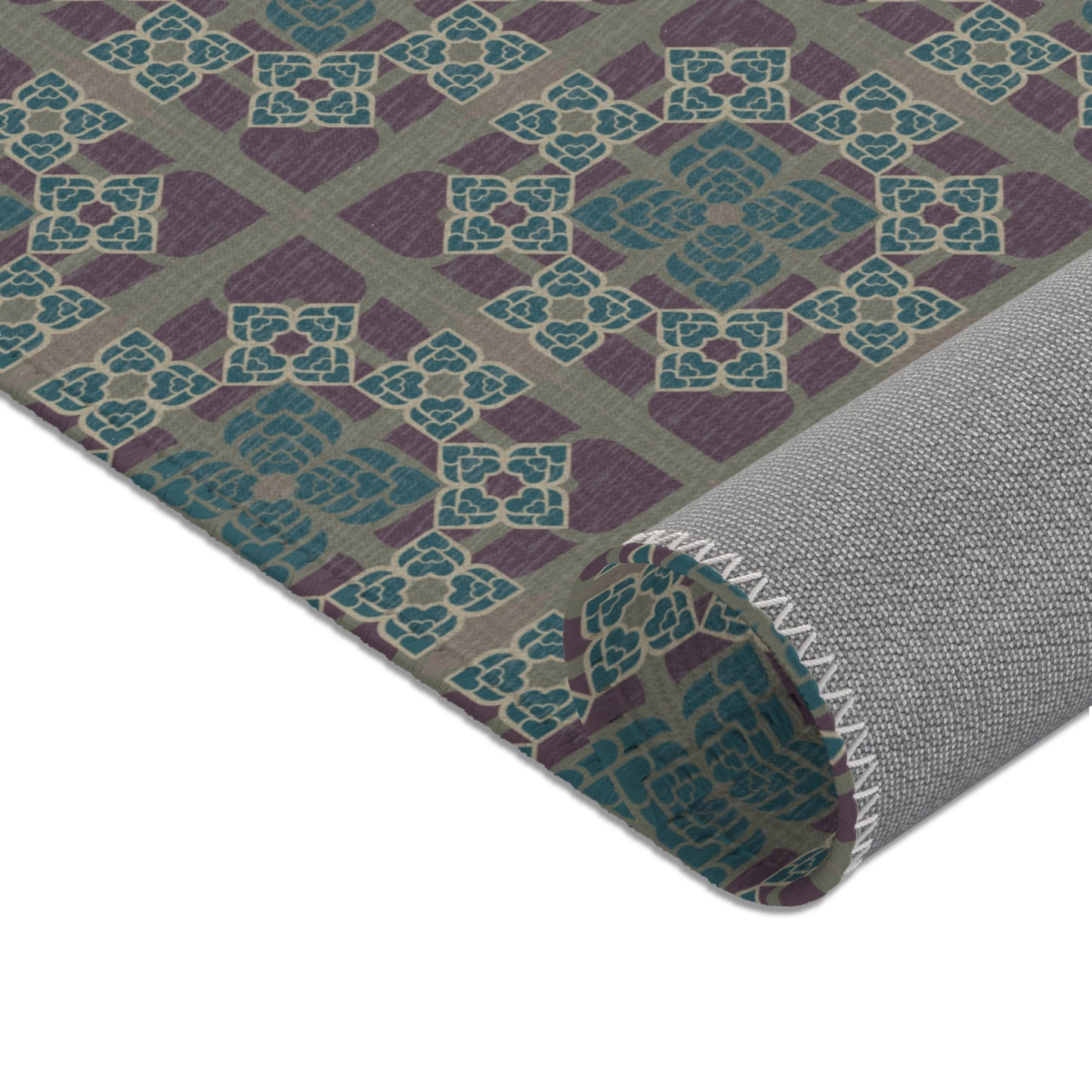 Heart Petals Rug — Teal & Plum Mosaic