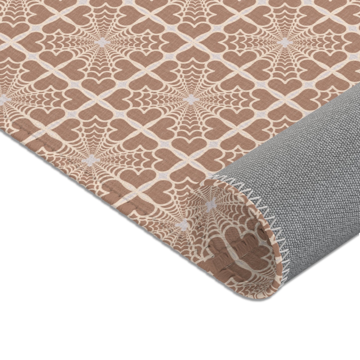 Pyramidal HeartPetals Tile Area Rug – Beige/Neutral Boho Accent Rug