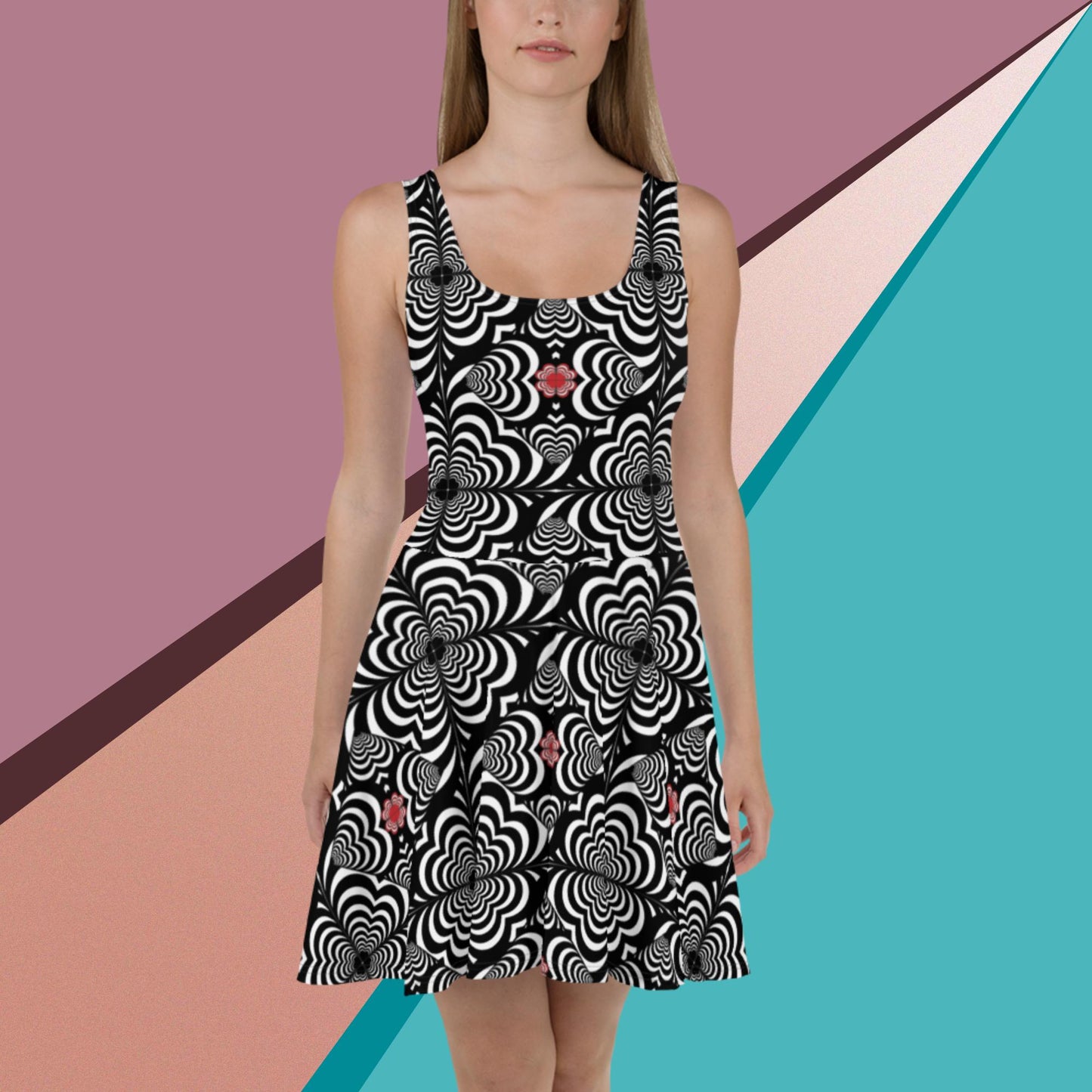 Zebra Love(TM) with a Pop of Red Skater Dress