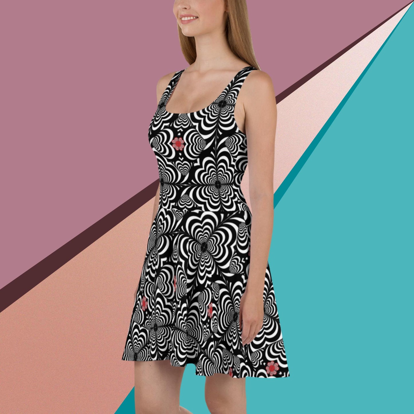 Zebra Love(TM) with a Pop of Red Skater Dress