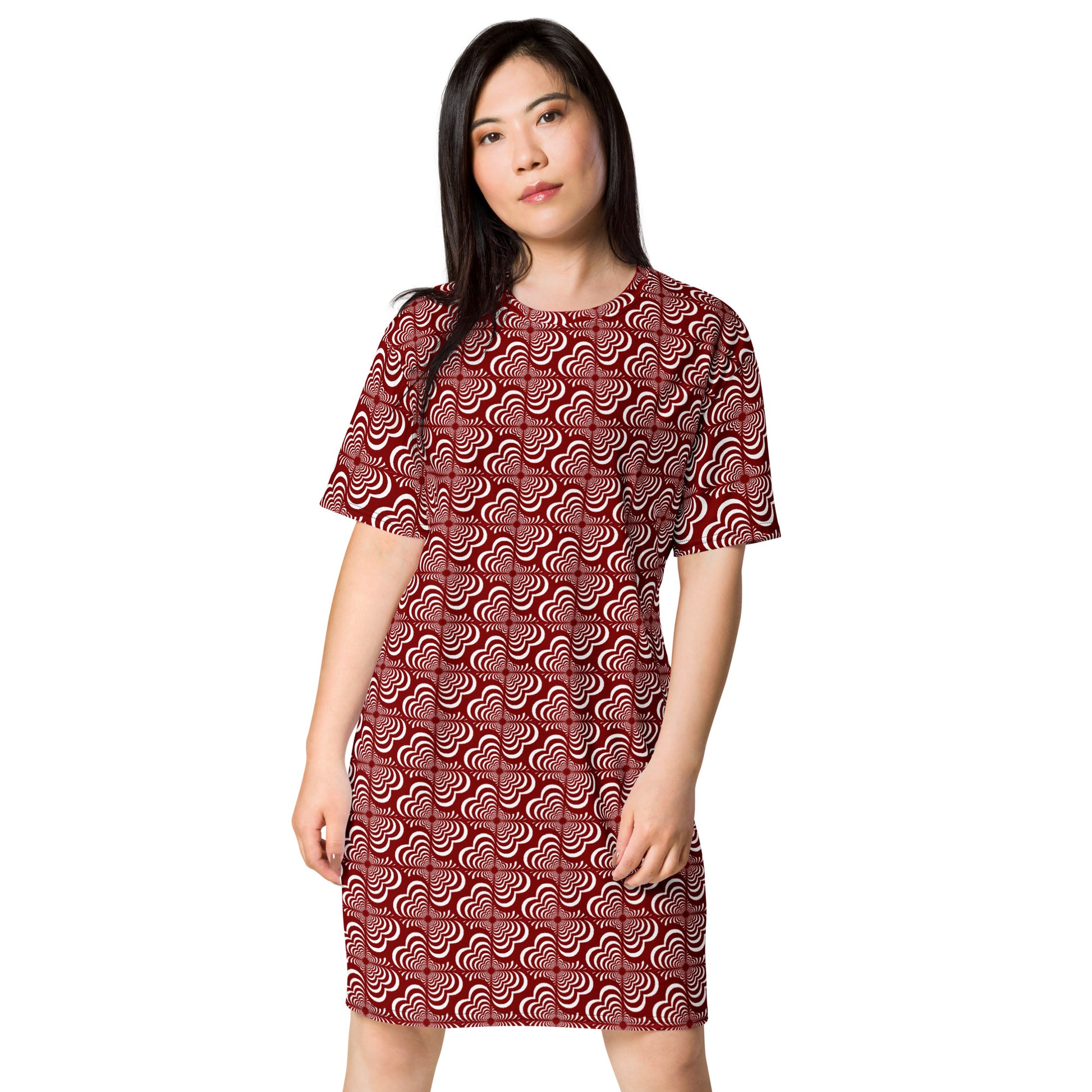 Burgundy White Zebra Love (TM) T-shirt dress – Heart Mandalas