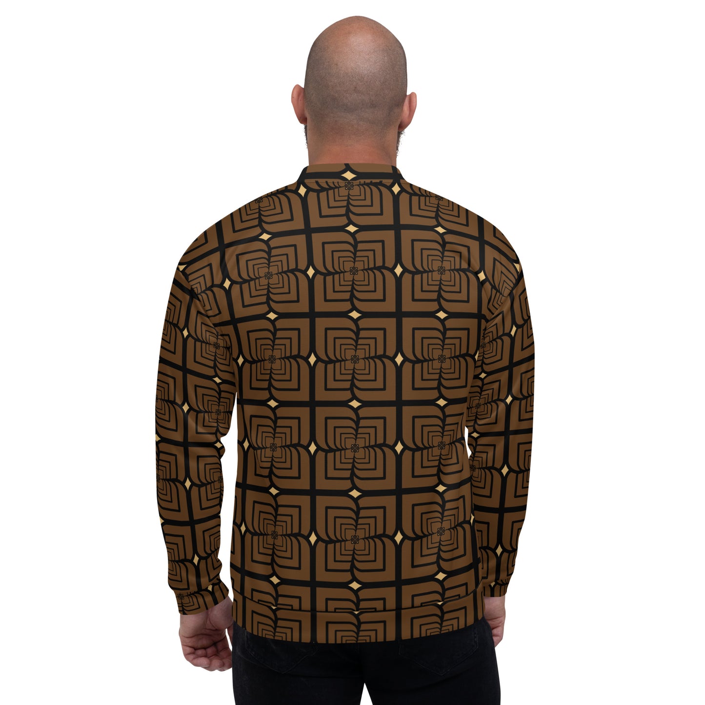 Petal Zebra in Brown Unisex Bomber Jacket