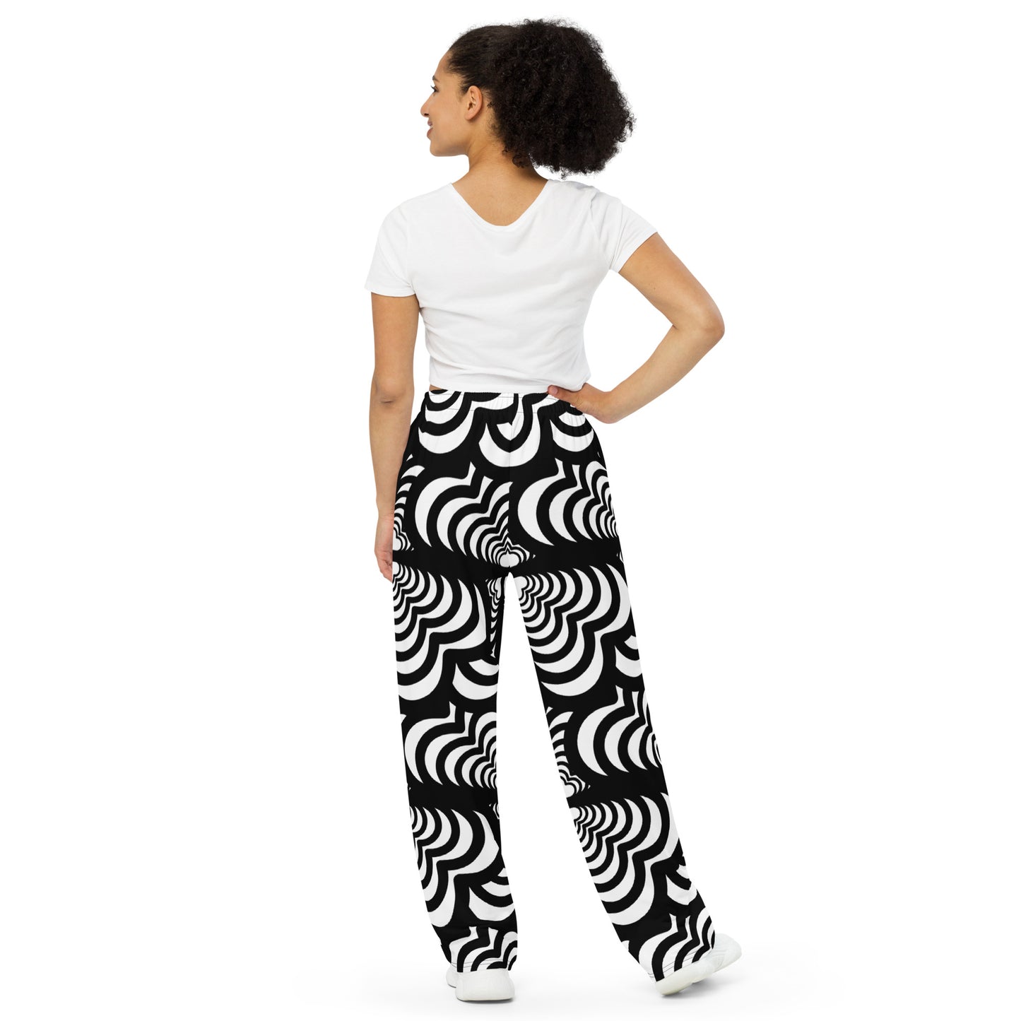 ZEBRA LOVE--large print, All-over print unisex wide-leg pants