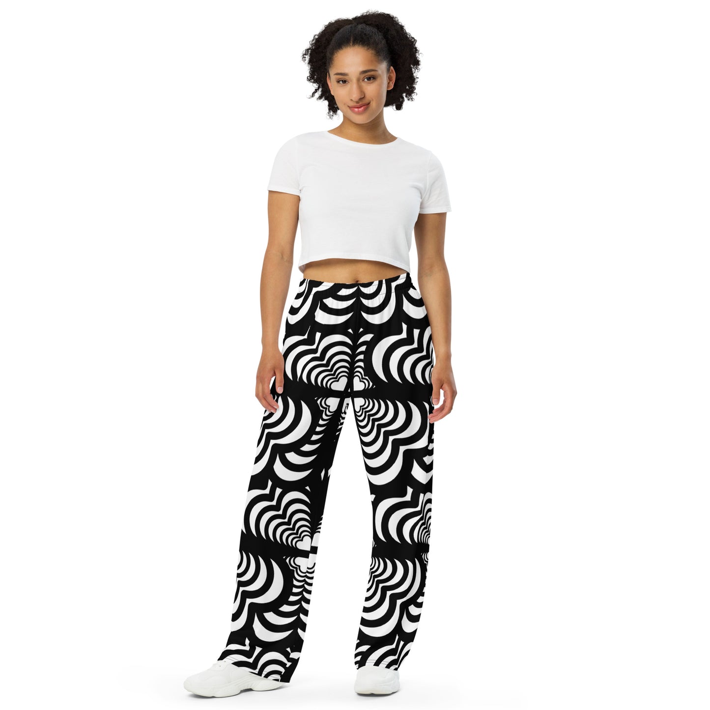 ZEBRA LOVE--large print, All-over print unisex wide-leg pants