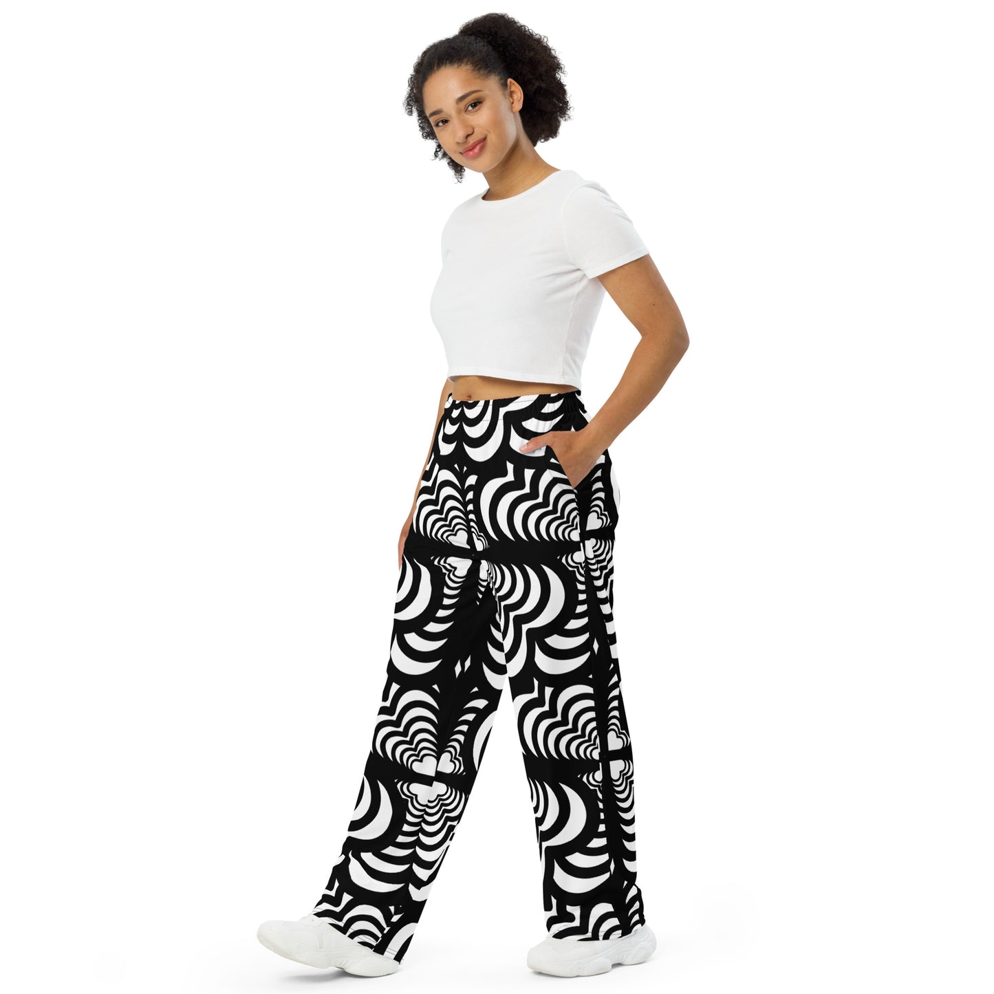 ZEBRA LOVE--large print, All-over print unisex wide-leg pants