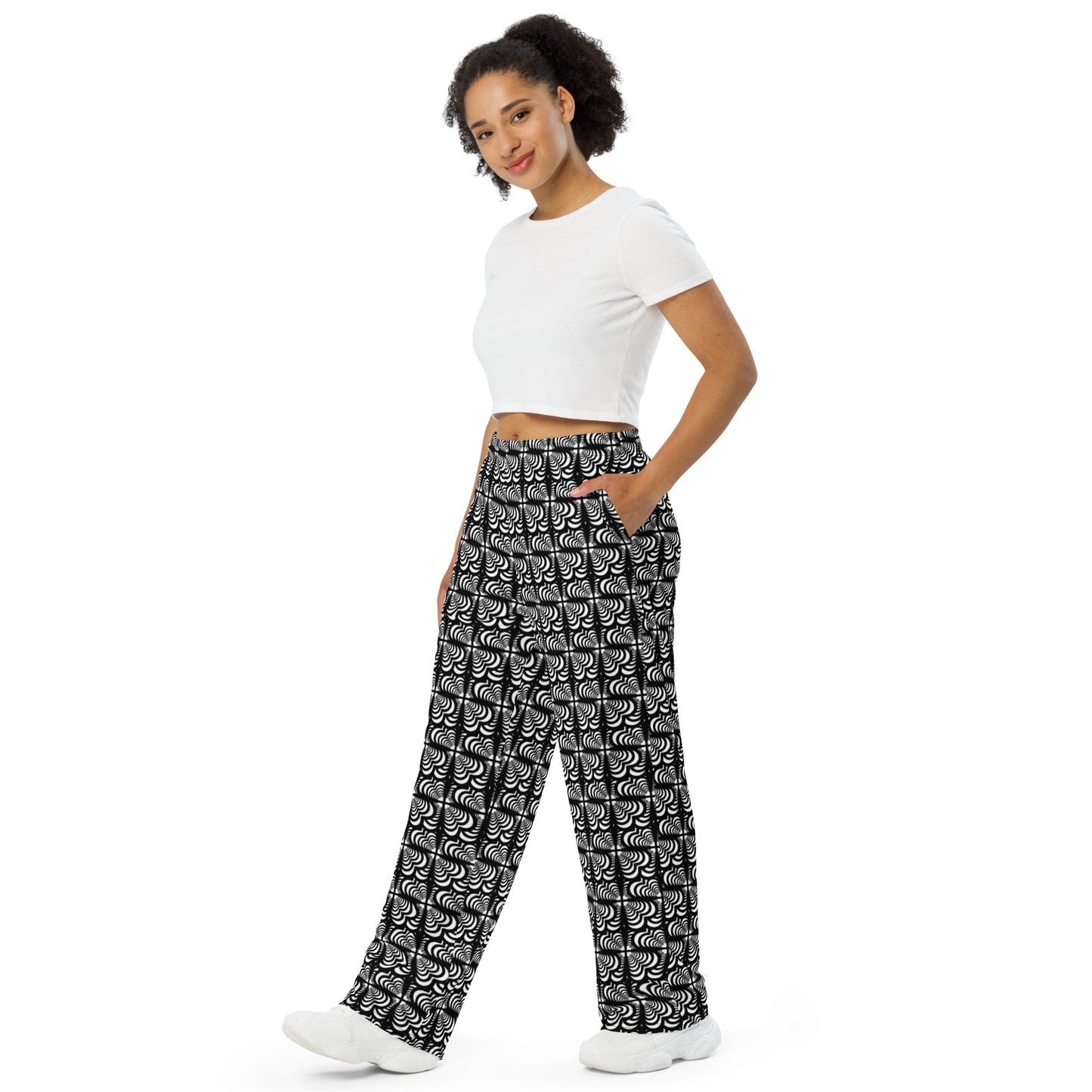 Zebra Love, Elegant All-over print unisex wide-leg pants