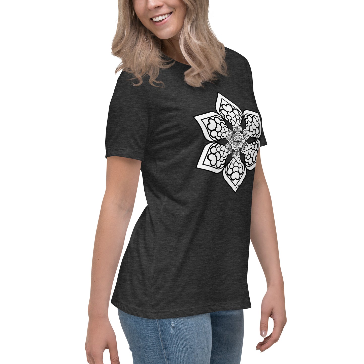 Color me- Lightbulb Heart Mandala Women's Relaxed T-Shirt