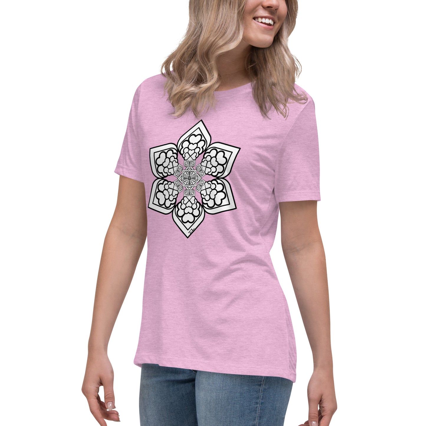 Color me- Lightbulb Heart Mandala Women's Relaxed T-Shirt