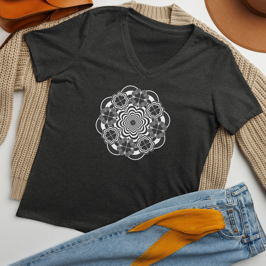 Color Your Own Heart Mandala 4, Women’s relaxed v-neck t-shirt